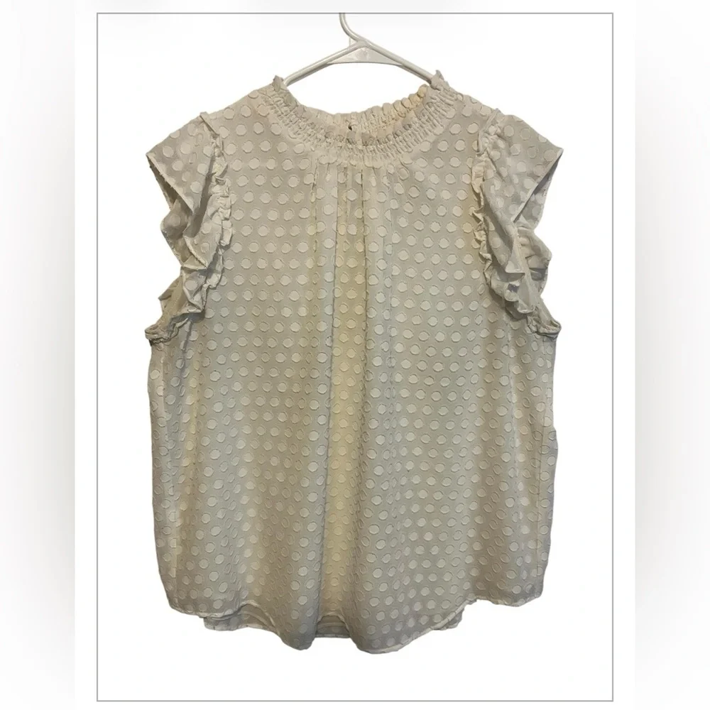 LOFT SWISS DOT RUFFLE SLEEVE TOP - Picture 5 of 13